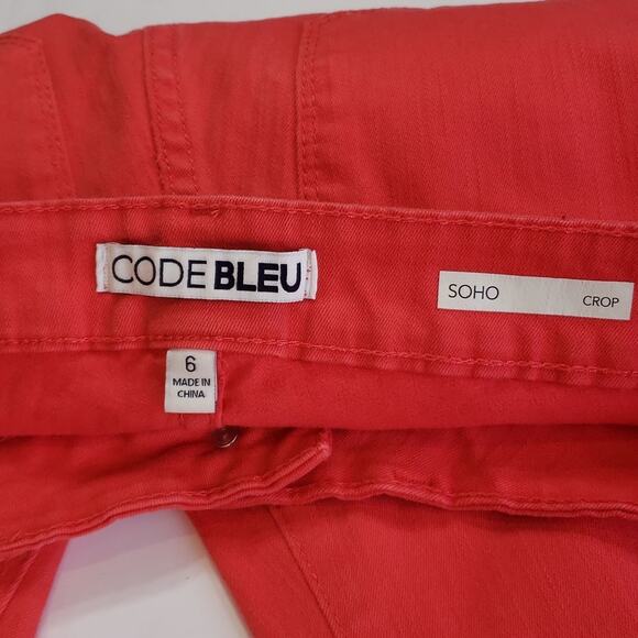 CODE BLEU WOMEN'S SOHO CROP JEANS SIZE 6, CORAL COLOR - Picture 3 of 9